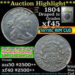 ***Auction Highlight*** 1804 Draped Bust Large Cent 1c Grades xf+ (fc)