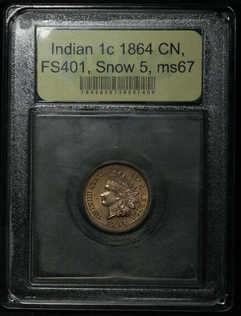 **Auction Highlight* 1864 CN, FS401, Lines cheek,  Finest Known Indian Cent 1c Grades GEM++ Unc (fc)