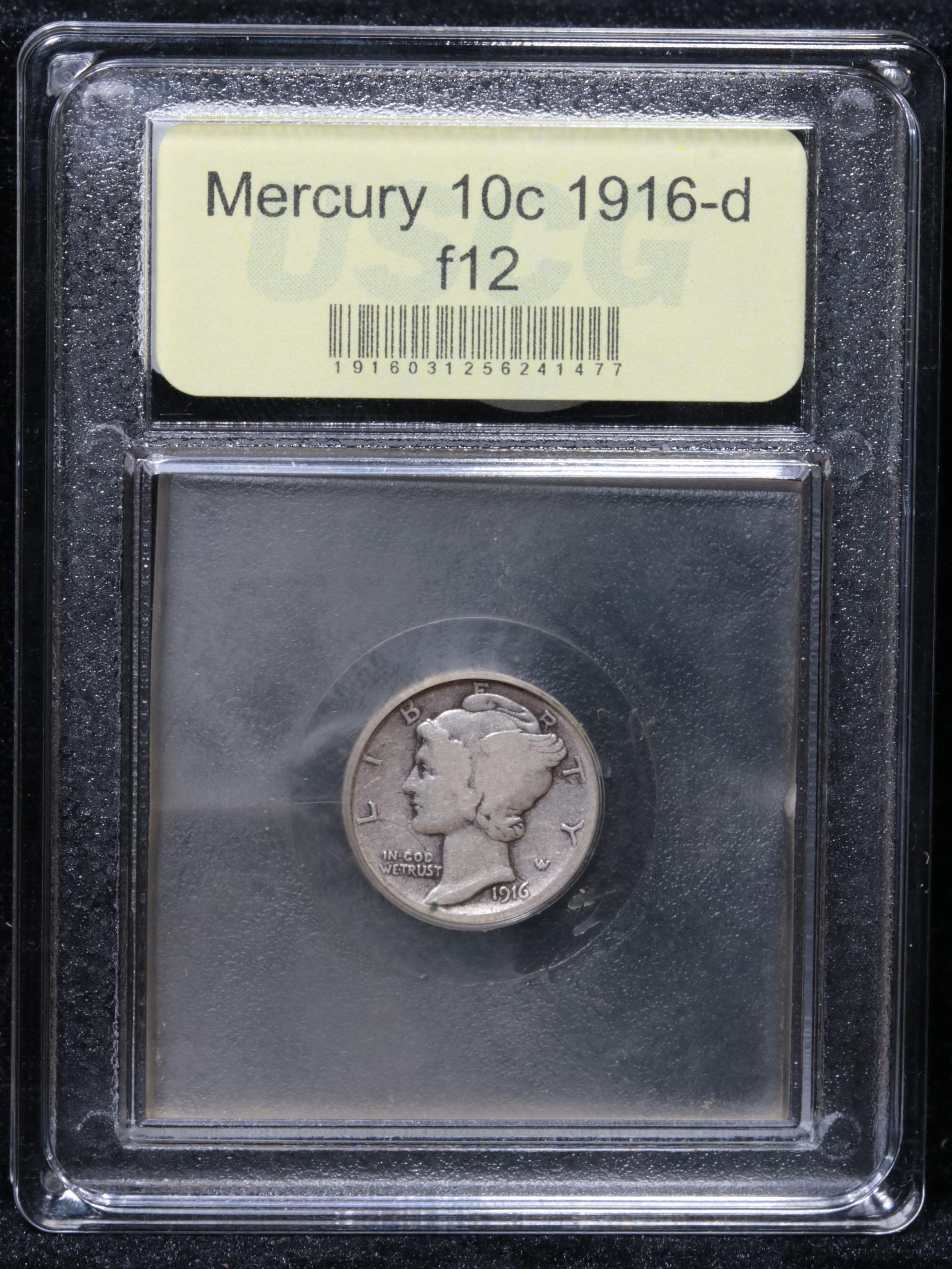 ***Auction Highlight*** 1916-d Mercury Dime 10c Graded f, fine By USCG (fc)