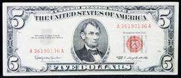 1963 $5 Red seal United States Note Grades Xf