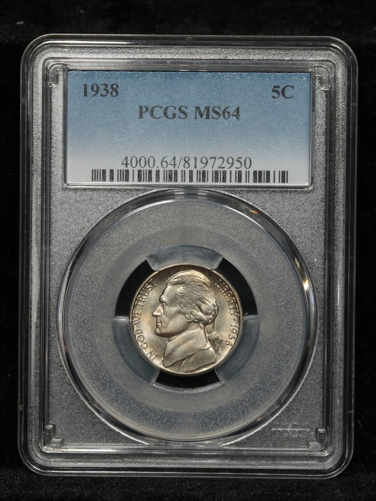 PCGS 1938-p Jefferson Nickel 5c Graded ms64 By PCGS