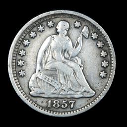1857-p Seated Liberty Half Dime 1/2 10c Grades vf, very fine