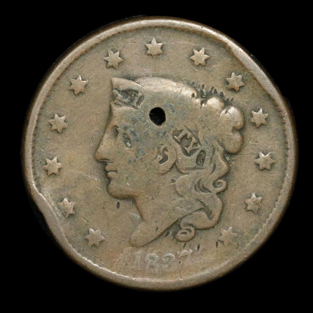 1837 Coronet Head Large Cent 1c Grades vg details