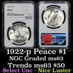 NGC 1922-p Peace Dollar $1 Graded ms63 By NGC