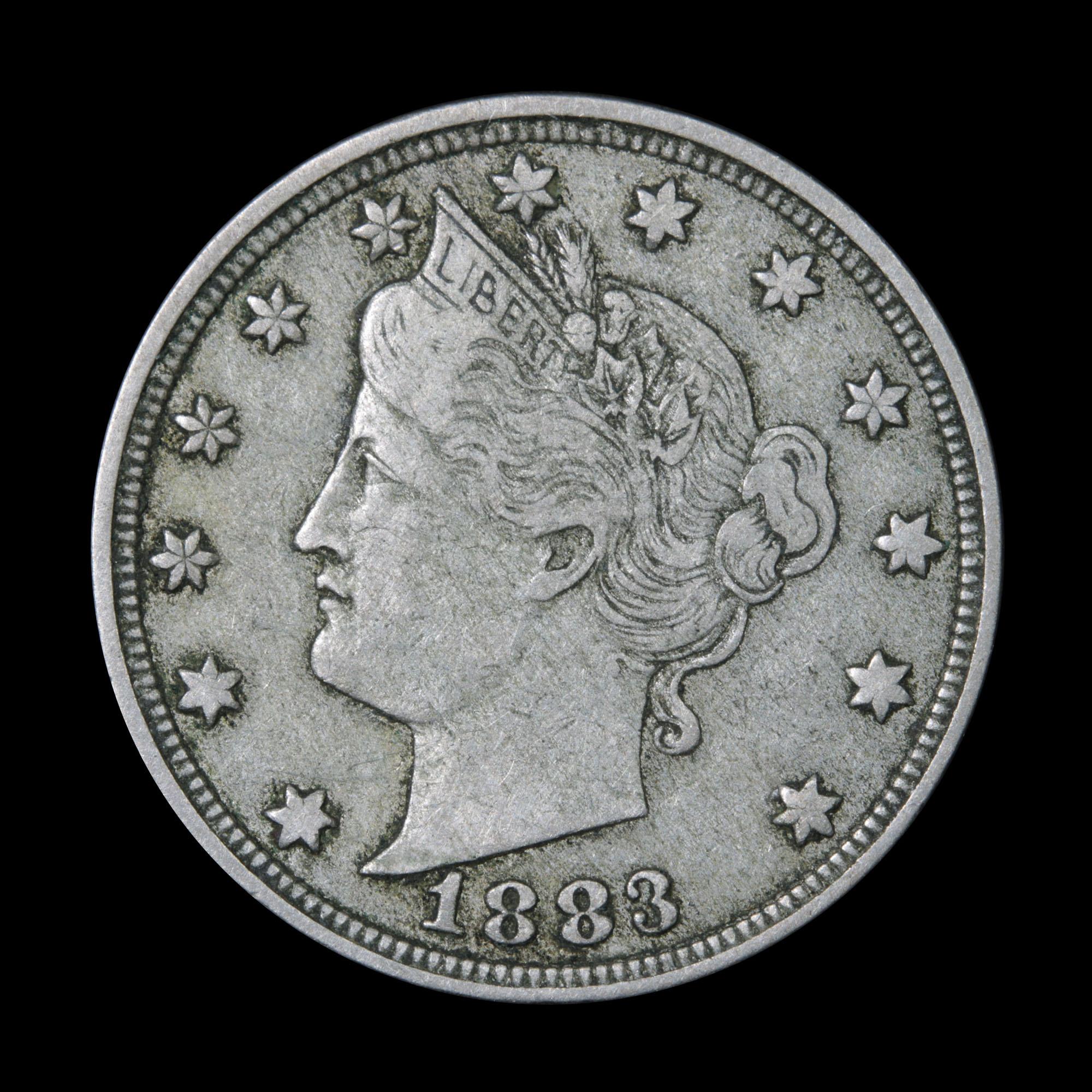 1883 n/c Liberty Nickel 5c Grades xf