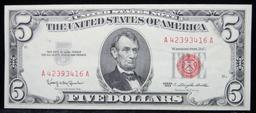 1963 $5 Red seal United States Note Grades Select CU