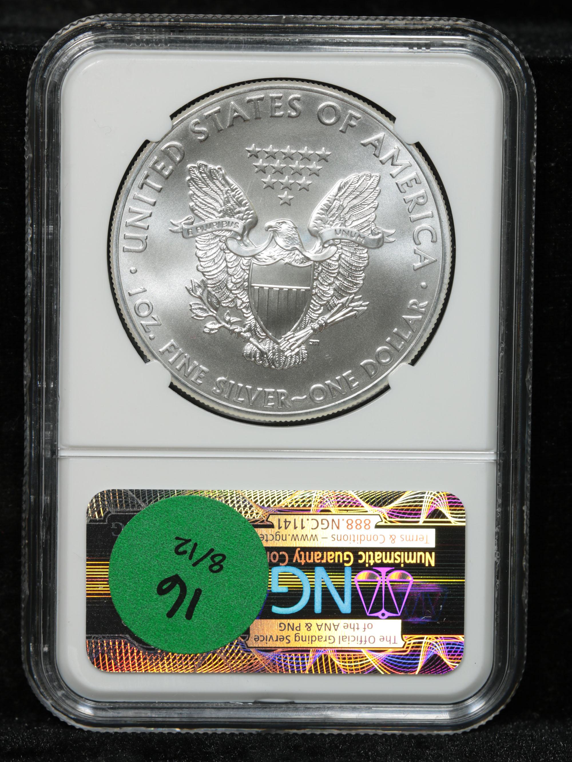 NGC 2012-w Silver Eagle Dollar $1 Graded ms69 By NGC