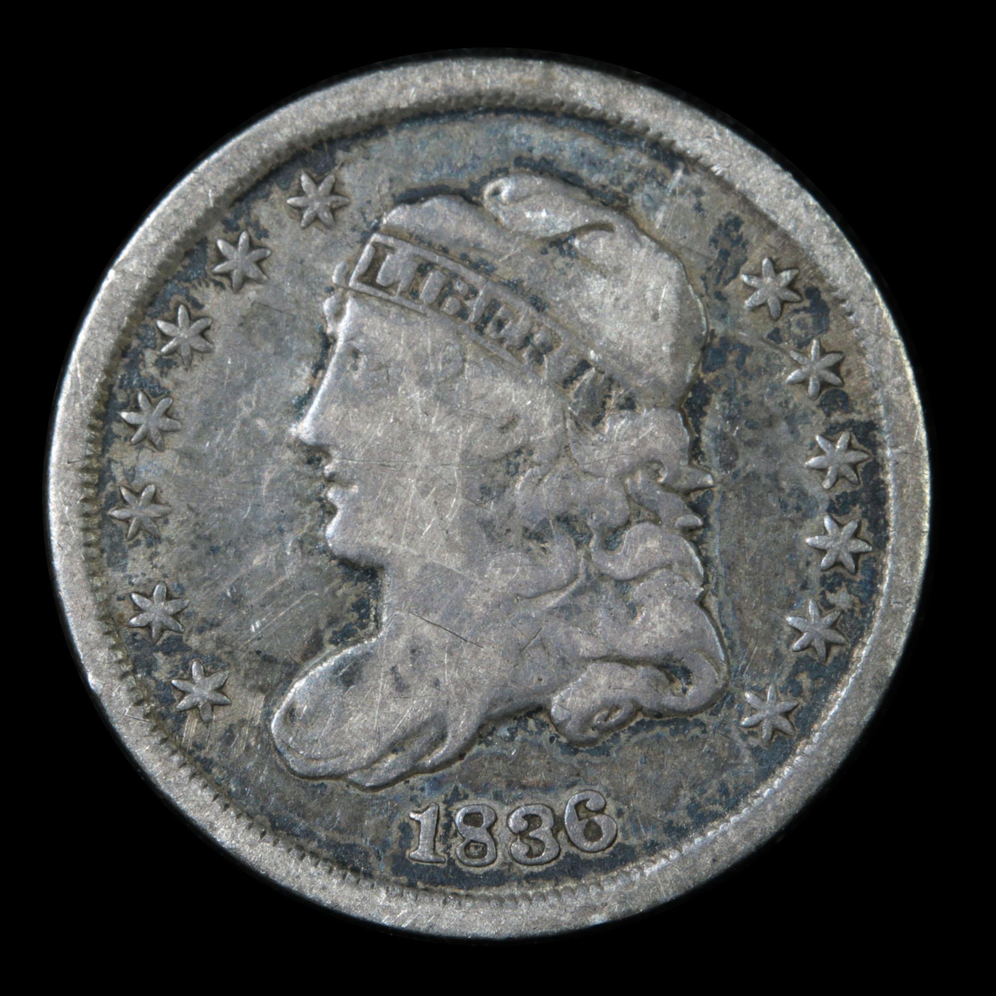 1836 Capped Bust Half Dime 1/2 10c Grades vf+