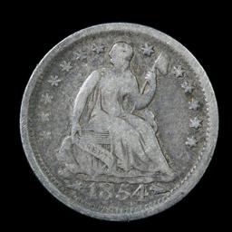 1854-p Seated Liberty Half Dime 1/2 10c Grades vf++