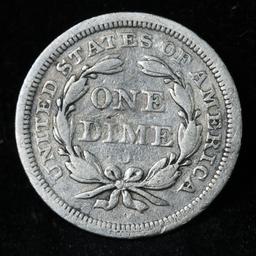 1854-o Seated Liberty Dime 10c Grades vf+