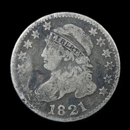 1821 lg date Capped Bust Dime 10c Grades vg+