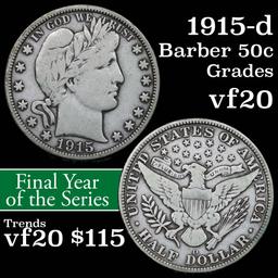 1915-d Barber Half Dollars 50c Grades vf, very fine