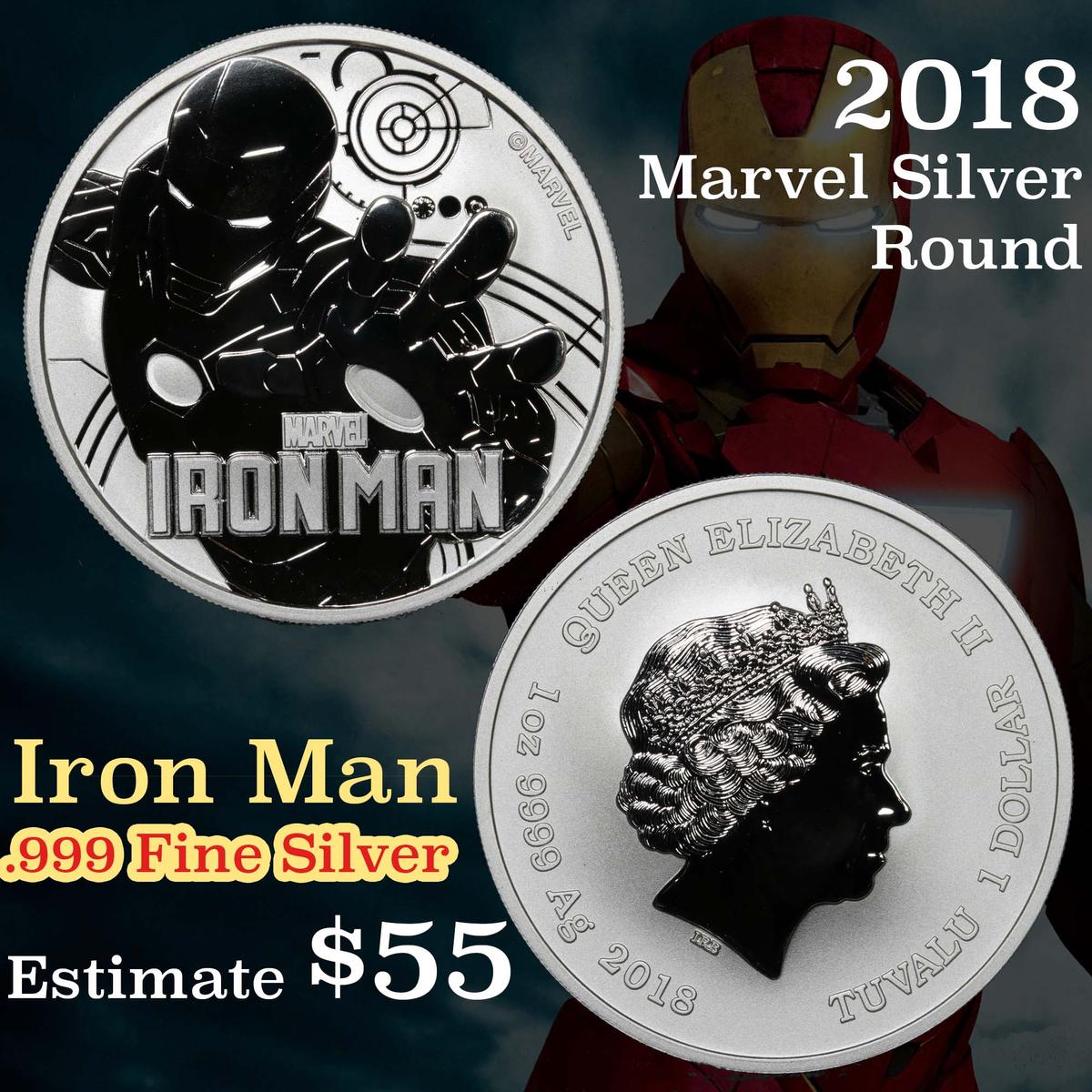 2018 Iron Man Marvel Silver Round 1 Oz. .999 fine