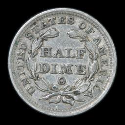 1858-o Seated Liberty Half Dime 1/2 10c Grades xf