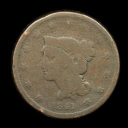 1841 Braided Hair Large Cent 1c Grades vg, very good