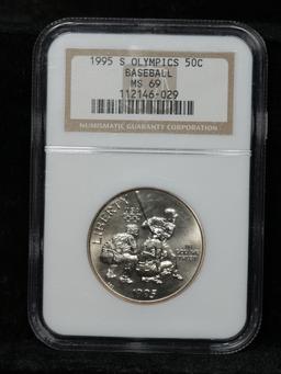 NGC 1995-s olympics baseball Modern Commem Half Dollar 50c Graded ms69 By NGC