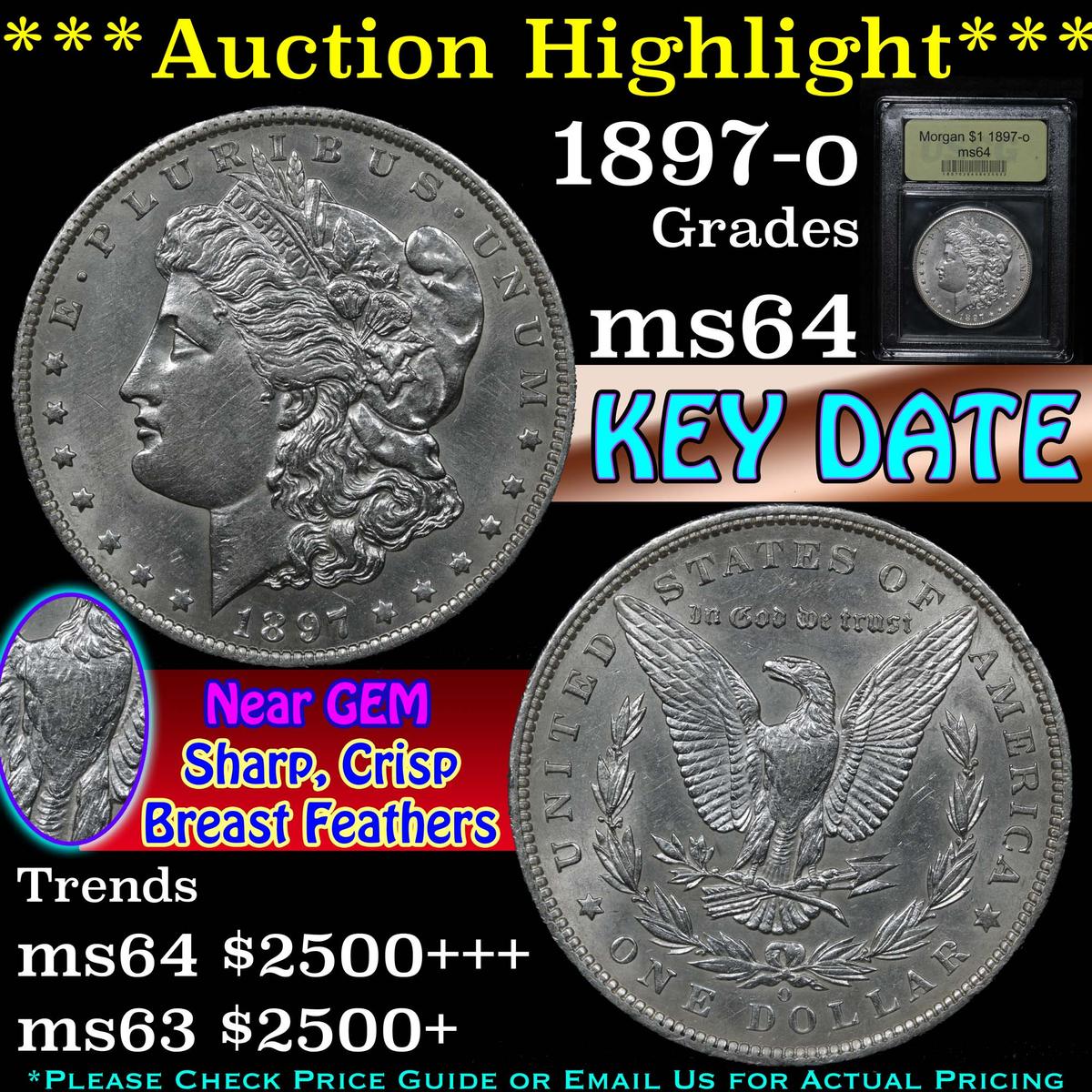 ***Auction Highlight*** 1897-o Morgan Dollar $1 Graded Choice Unc By USCG (fc)