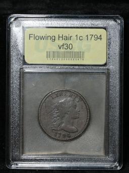 ***Auction Highlight*** 1794 Flowing Hair large cent 1c Graded vf++ By USCG (fc)