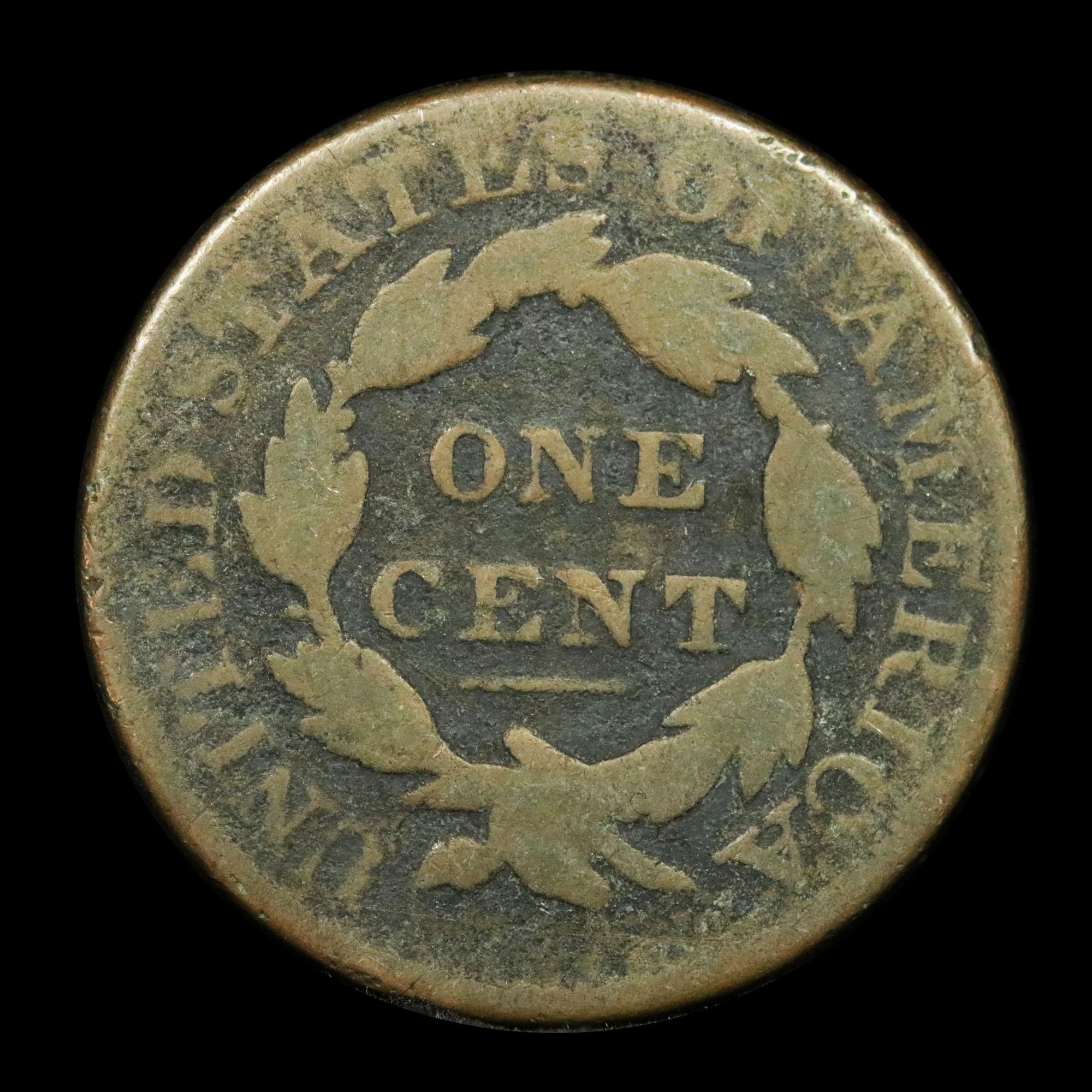 1838 Coronet Head Large Cent 1c Grades vg, very good