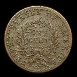 ***Auction Highlight*** 1793 wreath vine&bars Flowing Hair large cent 1c Graded xf By USCG (fc)