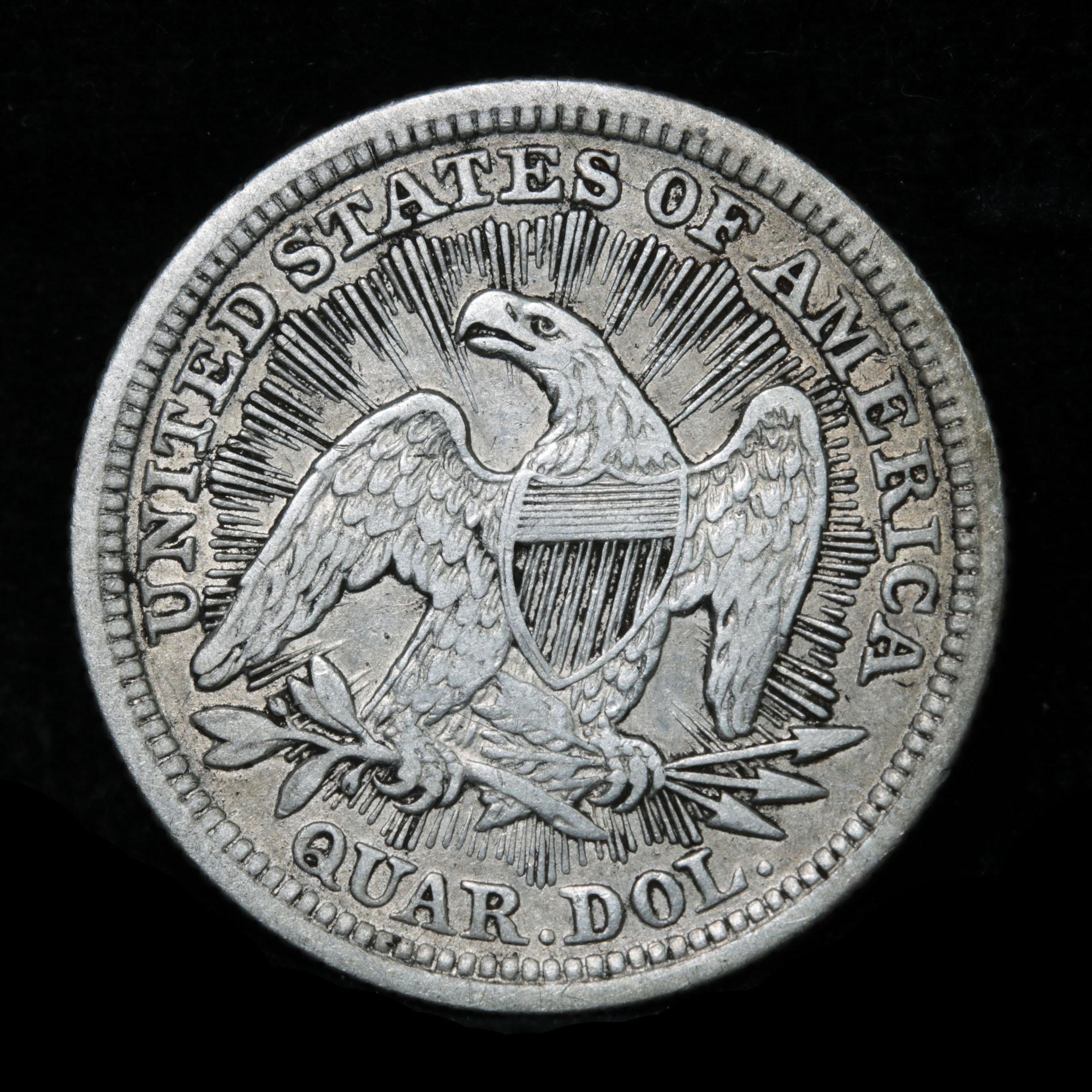 1853 arrows & rays Seated Liberty Quarter 25c Grades xf