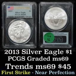 PCGS 2013 Silver Eagle Dollar $1 Graded ms69 By PCGS