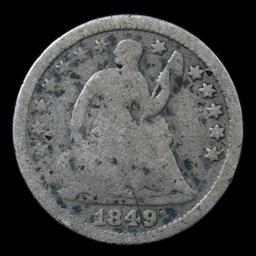 1849-p Seated Liberty Half Dime 1/2 10c Grades vg, very good