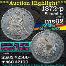 ***Auction Highlight*** 1872-p Seated Liberty Dollar $1 Grades Select Unc (fc)