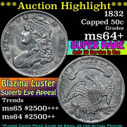 ***Auction Highlight*** 1832 Capped Bust Half Dollar 50c Grades Choice+ Unc (fc)