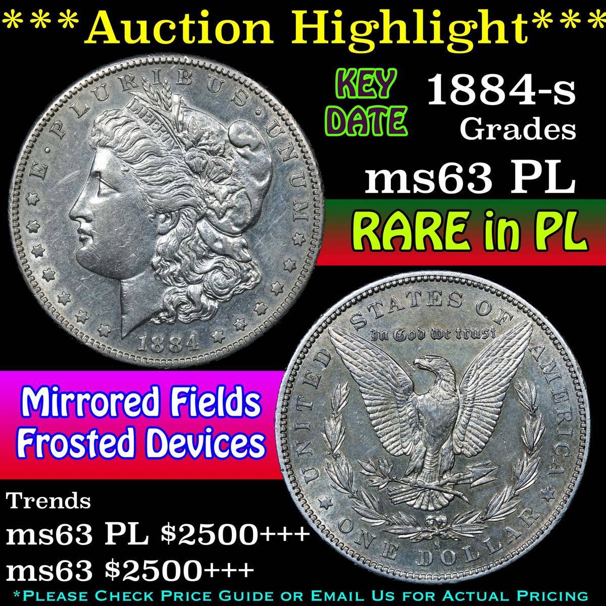 ***Auction Highlight*** 1884-s Morgan Dollar $1 Grades Select Unc PL (fc)