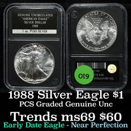 NGC 1988 Silver Eagle Dollar $1 Graded ms69 By NGC (fc)