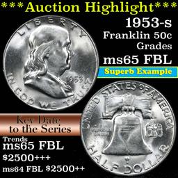 ***Auction Highlight*** 1953-s Franklin Half Dollar 50c Grades GEM FBL (fc)