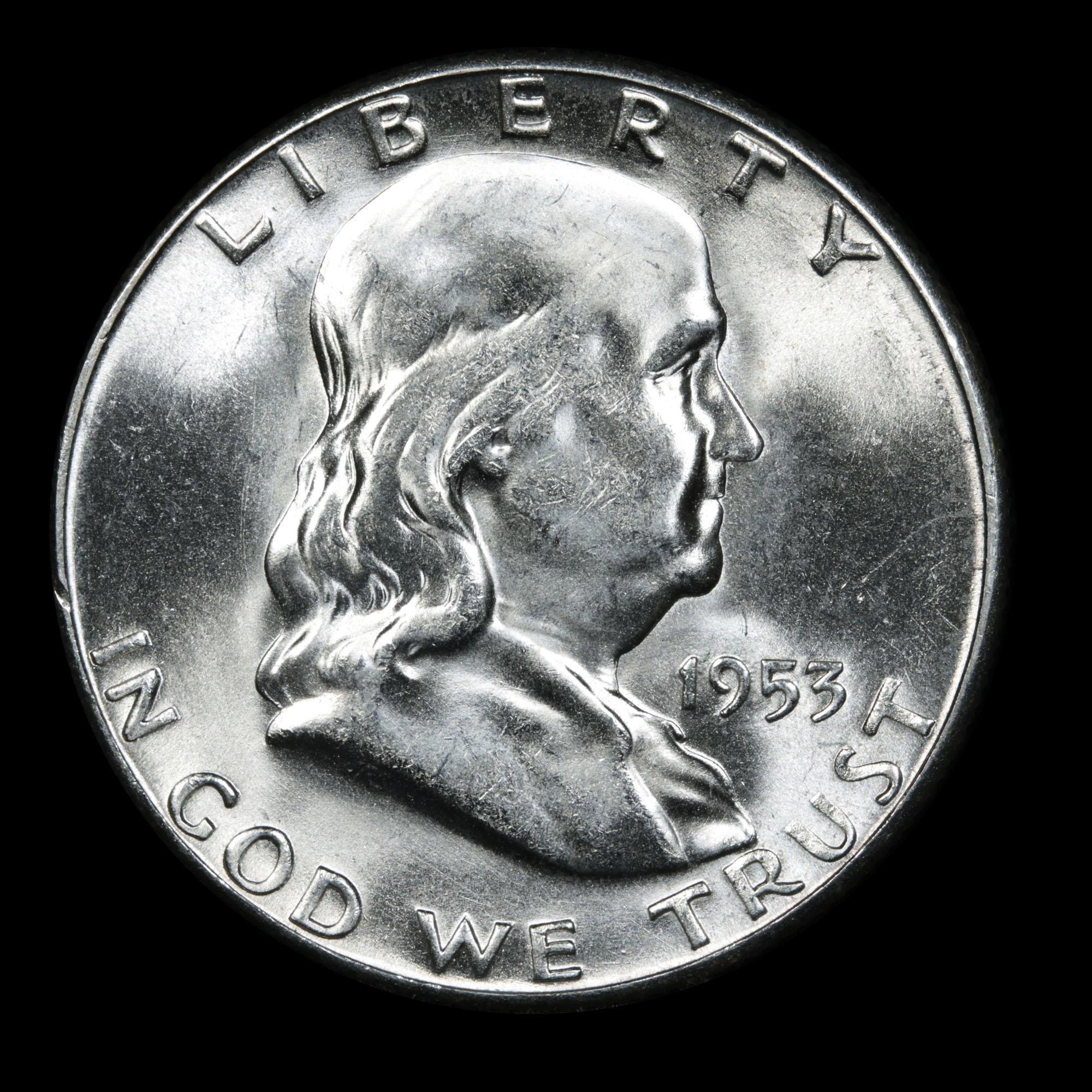 ***Auction Highlight*** 1953-s Franklin Half Dollar 50c Grades GEM FBL (fc)