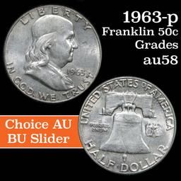 1963-p Franklin Half Dollar 50c Grades Choice AU/BU Slider