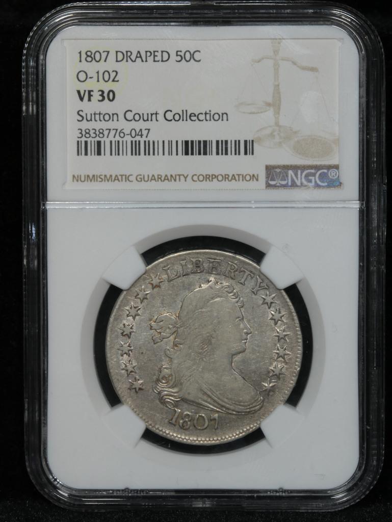 ***Auction Highlight*** 1807 Draped Bust Half Dollar 50c Graded vf30 by  NGC (fc)