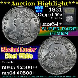 ***Auction Highlight*** 1831 Capped Bust Half Dollar 50c Graded Choice+ Unc by USCG (fc)