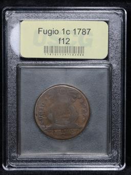 ***Auction Highlight*** 1787 States United, 4 Cinq Fugio 1c Graded f, fine by USCG (fc)