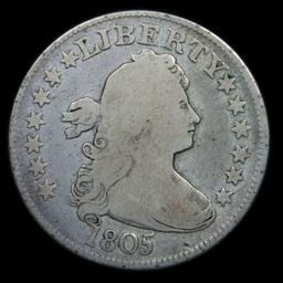 ***Auction Highlight*** 1805 Draped Bust Quarter 25c Grades vf, very fine by USCG (fc)