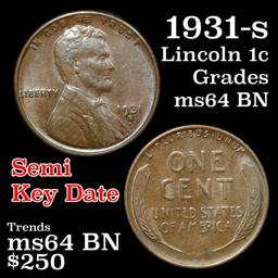 1931-s Lincoln Cent 1c Grades Choice Unc BN