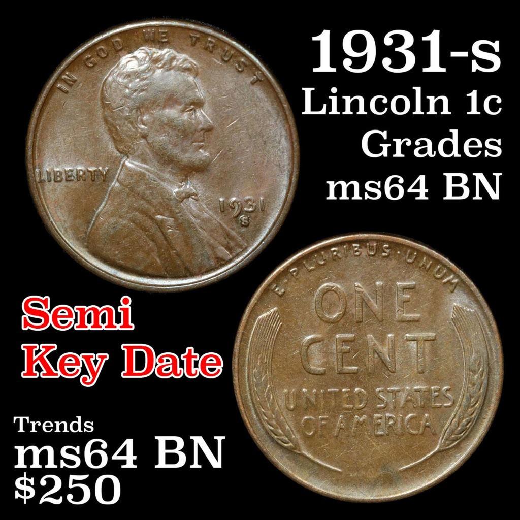 1931-s Lincoln Cent 1c Grades Choice Unc BN