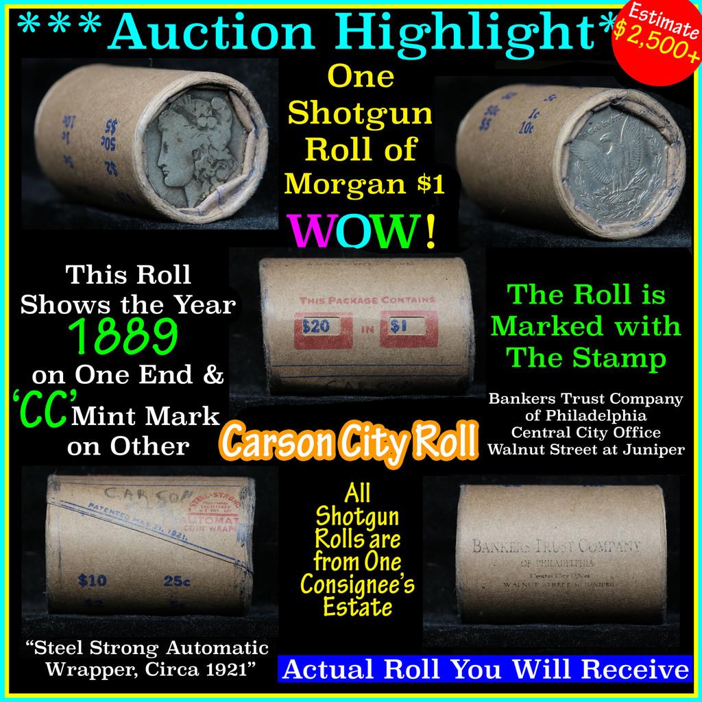 ***Auction Highlight*** All Carson City Morgan dollar roll ends 1889 & 'cc' (fc)