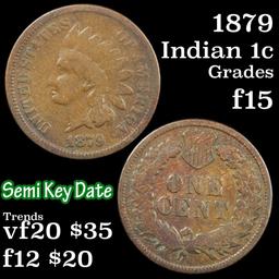 1879 Indian Cent 1c Grades f+