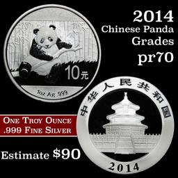 2014 1 oz Silver China Panda 10 Yuan Coin Grades Perfection