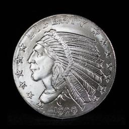 1929 1/2 oz silver round .999 fine indian gold replica