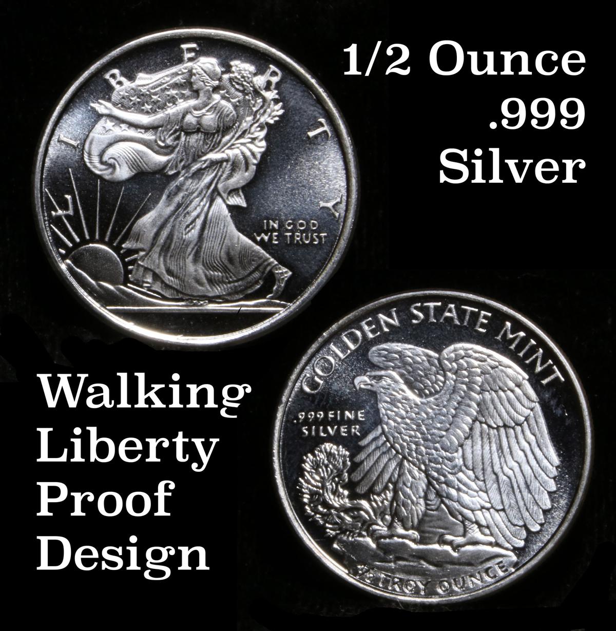 Walking Liberty Tribute design .999 fine Silver round 1/2 oz