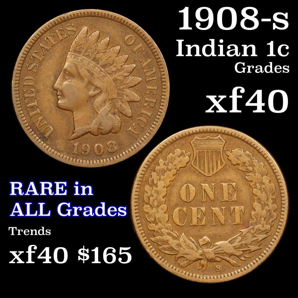 1908-s Indian Cent 1c Grades xf