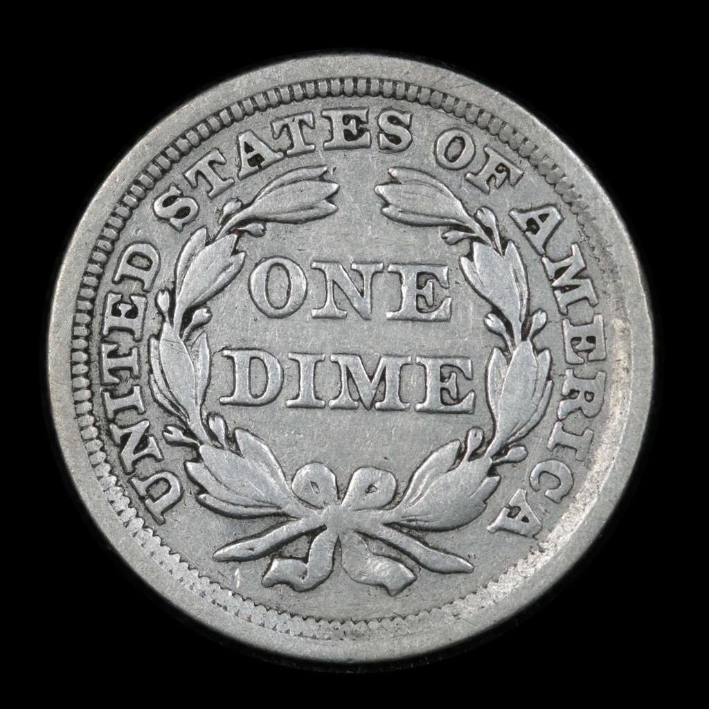 1859-p Seated Liberty Dime 10c Grades xf