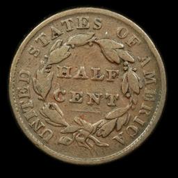 1835 Classic Head half cent 1/2c Grades f, fine