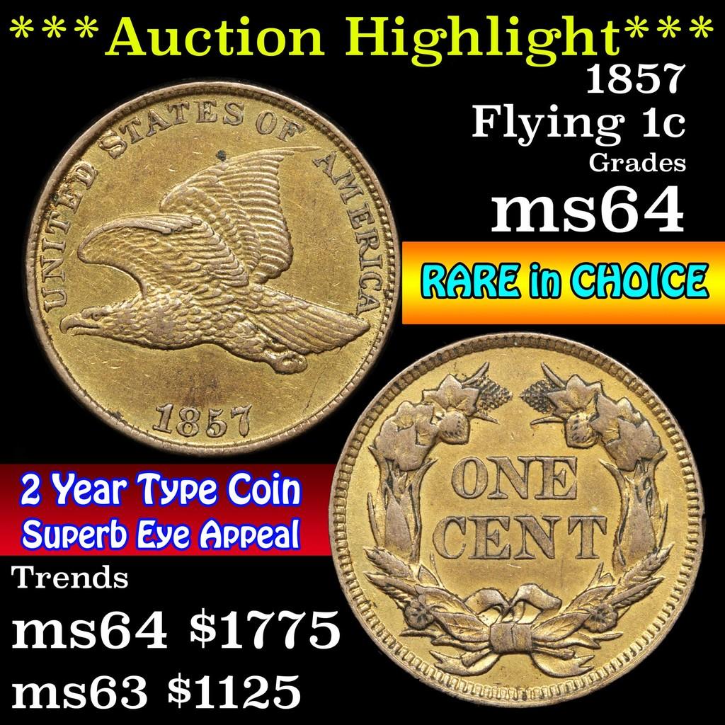 ***Auction Highlight*** 1857 Flying Eagle Cent 1c Grades Choice Unc (fc)