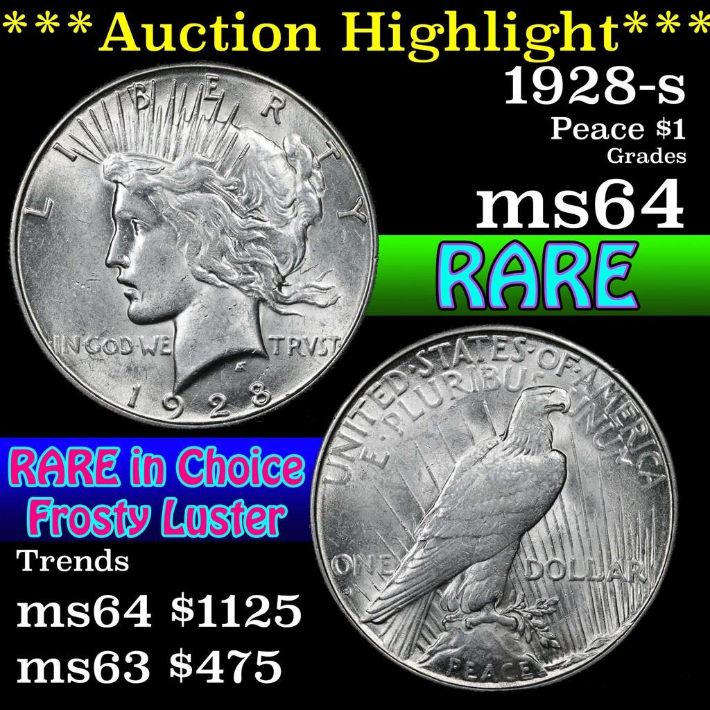 ***Auction Highlight*** 1928-s Peace Dollar $1 Grades Choice Unc (fc)